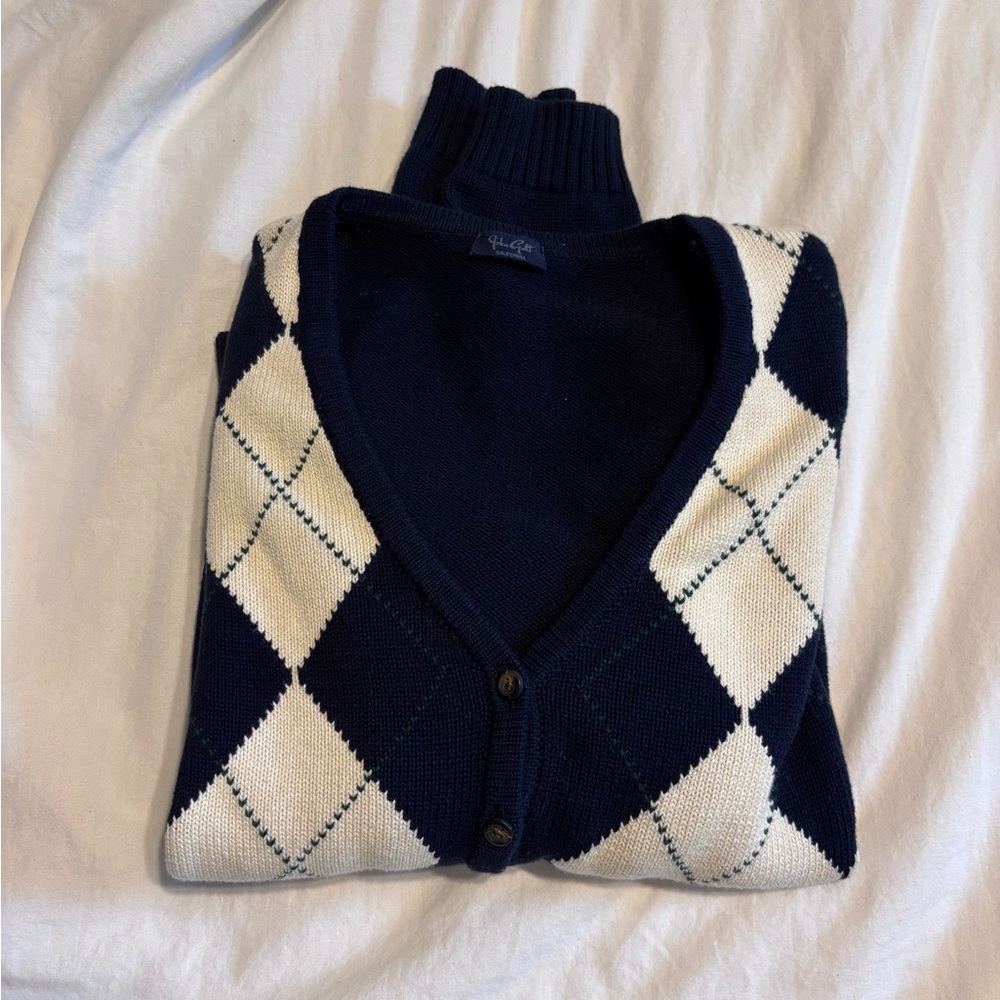 Brandy Melville Navy and White Argyle Sweater